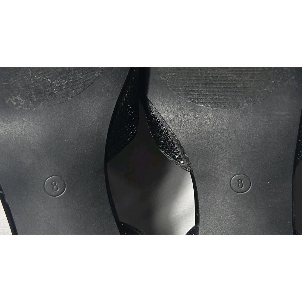 Anne Klein Black Rhinestone D'Orsay Stiletto Pointed Toe Heels Slip On Women's 8 - Picture 7 of 8